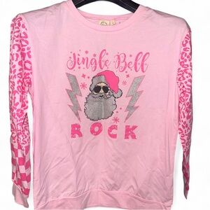 Kids Pink 'Jingle Bell Rock' Long Sleeve Tee